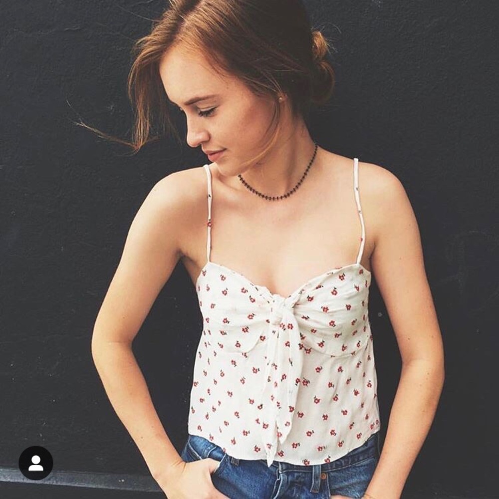Brandy Melville Red And White floral tank top